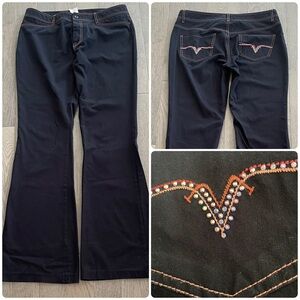 🇫🇷Vertigo Paris Rhinestone-Embellished Women’s Flared Black Jeans Made In France